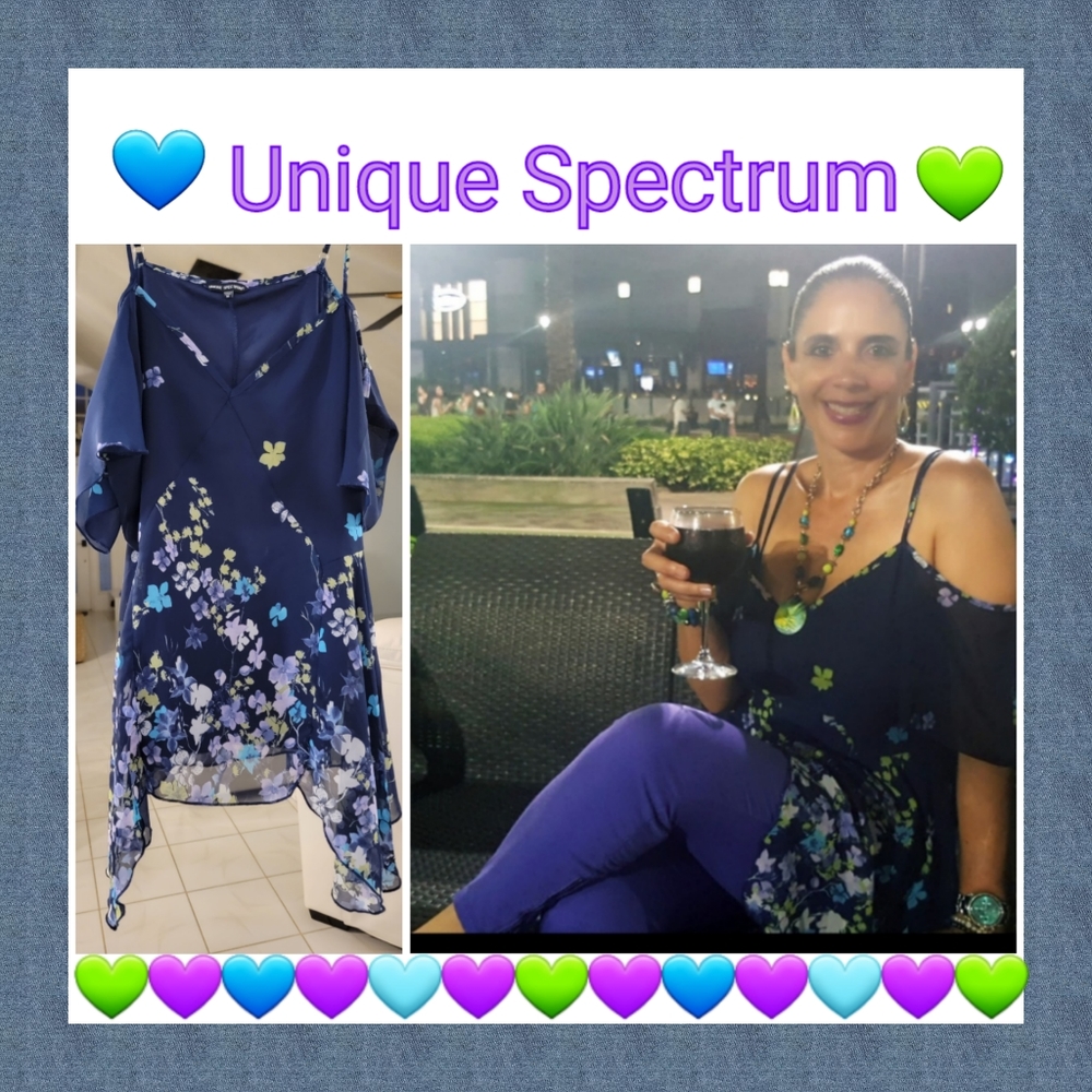 Unique Spectrum Navy Floral Blouse, Size M